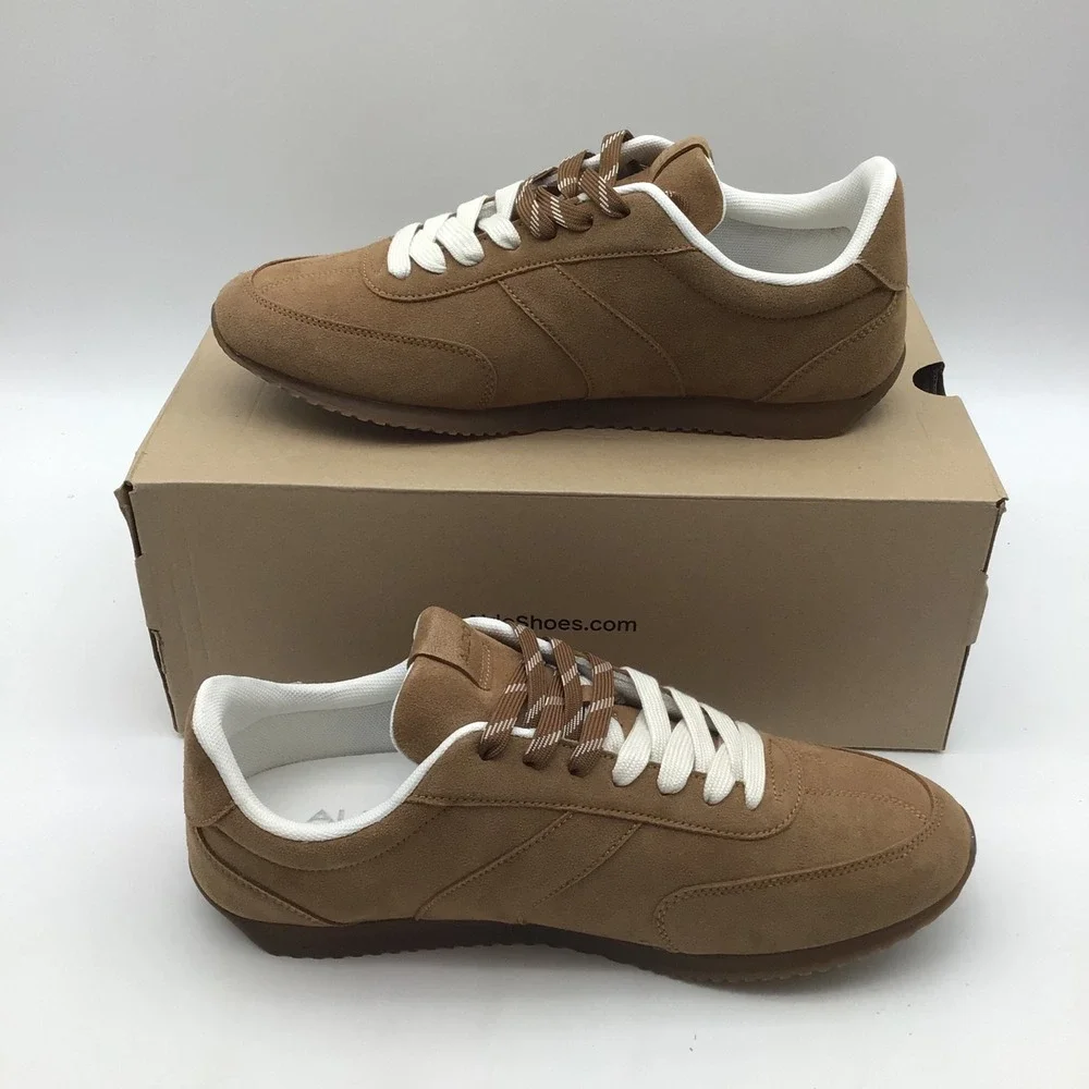 Aldo Nathaniell-230‎ Mens Tan Suede Low Top Sneakers Gum Sole Size 8 US NEW